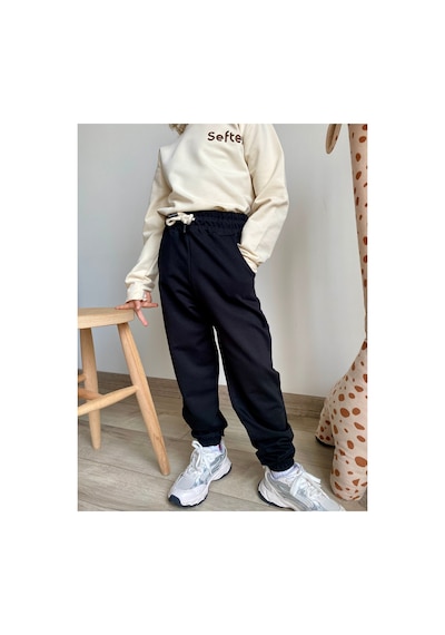Heyadventure Erkek / Kız Çocuk Cepli Jogger Eşofman Altı Paçası Lastikli Siyah Siyah