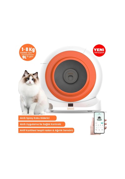 Groove Q-clean Wi-fi Akıllı Otomatik Kedi Tuvaleti Turuncu + Petfit Autodine X Plus 5l Wi-fi Kameralı Akıllı Otomatik Mama Kabı Besleme Ünitesi Bundle