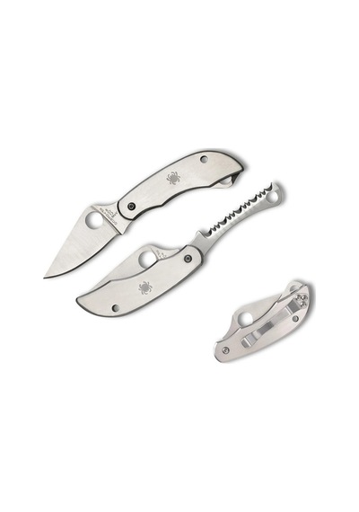 Spyderco Clipitool Plain / Serrated Kamp Çakı Gümüş