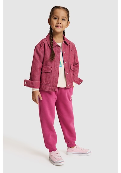 U.S. Polo Assn. Kız Çocuk Pembe Crop Top Çıtçıtlı Cepli Jean Ceket 50330115-vr041