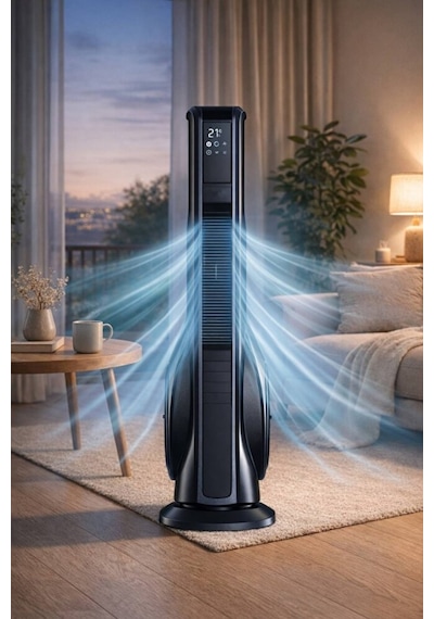 70w Turbo Akıllı Kule Fan Vantilatör 3 Kademeli Uzaktan Kumandalı Hava Temizleme Özellikli