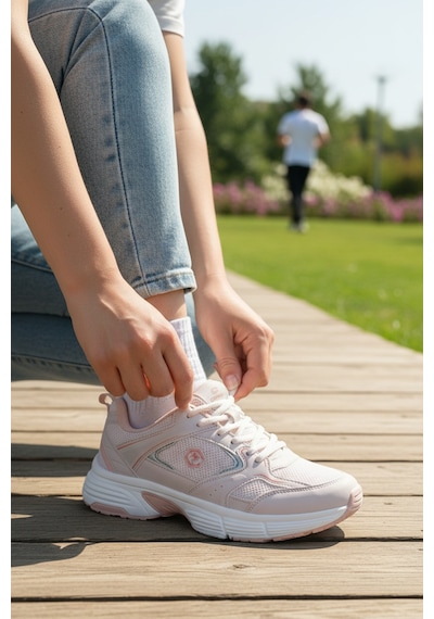 Enoch Kadın Nefes Alan File Saya Ergonomik Tasarım Rahat Yürüyüş Sneaker Pembe