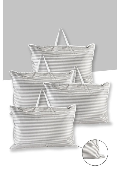 Esti 4 Adet - Gri Çizgili Yastık Saklama Çantası 67 X 45 Cm