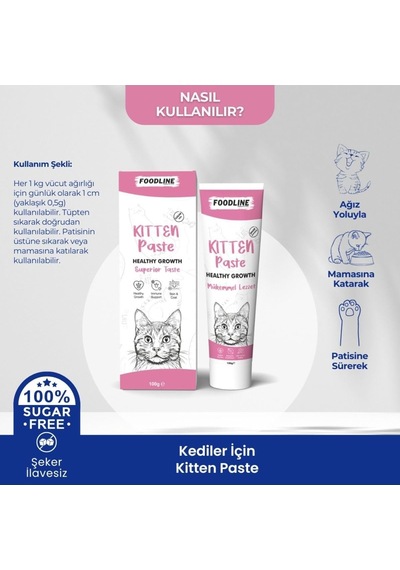Foodline Kitten Malt Macun 100 Gr, Yavru Ve Anne Kediler İçin Bağışıklık Sistemi Tamamlayıcı