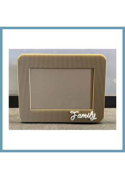 Bezos 3d Baskı Japandi Tarzı Çizgili Fotoğraf Çerçevesi 10x15 Cm Masaüstü Yatay Çerçeve Bej Mbt06