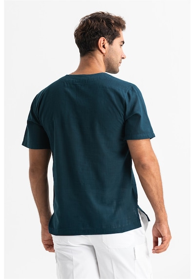 Büyük Beden Kısa Kol Şile Bezi Bisiklet Yaka Erkek Tshirt Koyu Pe Koyu Petrol