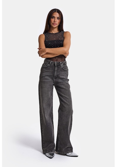 Kadın Füme 4w6-14 Wide Leg Fit Esnek Kumaş Denim Jean