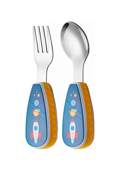 Komple 304 Paslanmaz Çelik Bebek Çocuk Kaşık Ve Çatal Cin768 Gri
