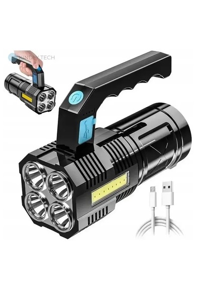 Go İthalat El Feneri Usb Şarjlı Beyaz - Siyah