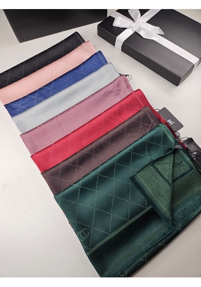 Miorel Scarfs Chnl Tema Simli Kaşmir İpek Şal Scarfs Cashmere Shawl Hijab Yeni Sezon Siyah