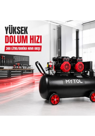 Mytol Myk1001 100 Litre 4 Hp Yağsız Yüksek Hızlı Hava Kompresörü 8 Bar