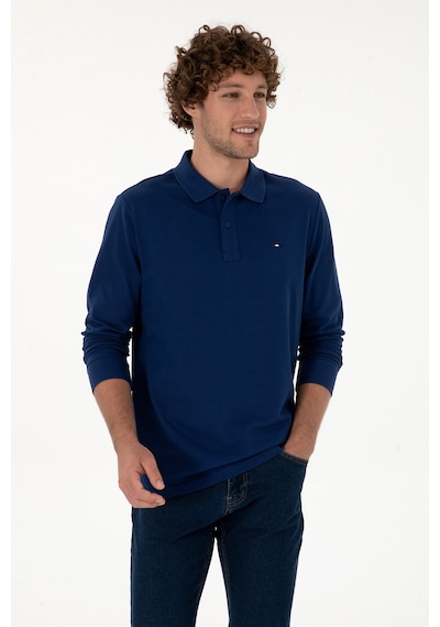U.S. Polo Assn. Erkek Regular Fit Polo Yaka İndigo Basic Sweatshirt 50315941-VR028