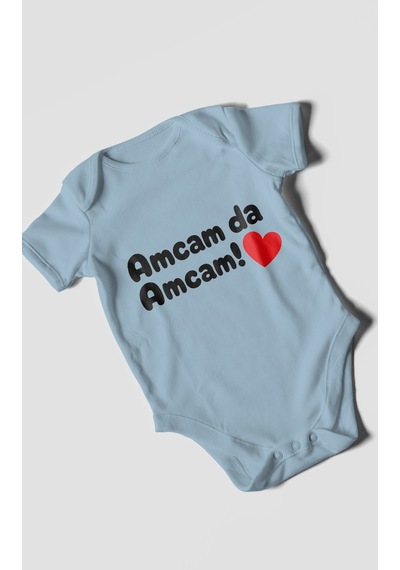 Morivokids Amcam Da Amcam Kısa Kollu Bebek Body %100 Pamuk Bebe Mavisi