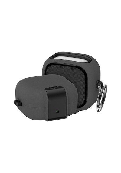 Samsung Galaxy Buds 4 Pro Ve Buds 4 İle Uyumlu Mandallı Kapak Kilit Sistemli Kumlanmış Mat Dokulu Darbelere Dayanıklı Hibrit Kılıf Gri, Galaxy Buds 4 Pro/4