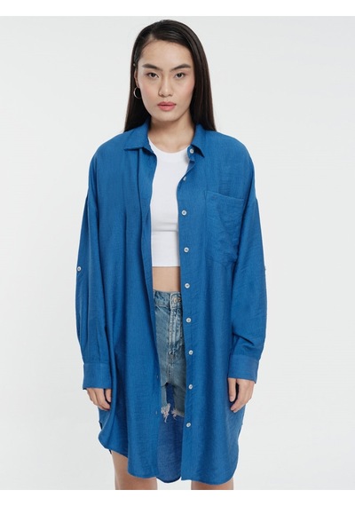 Oversize Kadın Tunic Saks Mavi