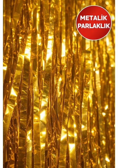 Gold Parlak Parti Perdesi 100x200 Cm Doğum Günü, Baby Shower, Fotoğraf Arka Fon 100 200
