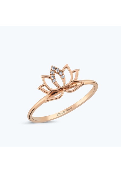 Altınbaş Pırlanta Lotus Çiçeği Yüzük Eeh977-14k