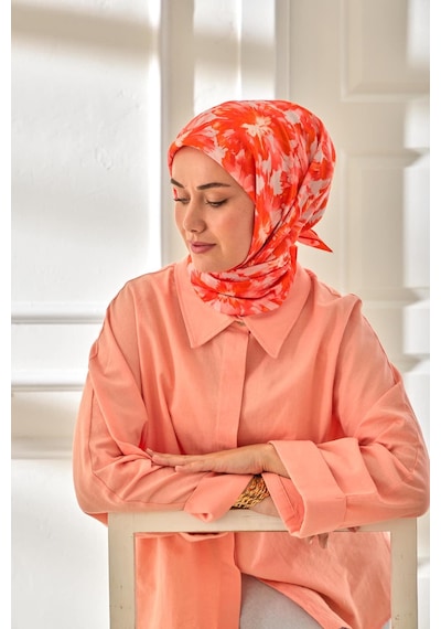 Silk Home Velora Eşarp 161001-38 Turuncu, Pudra, Somon, Pembe