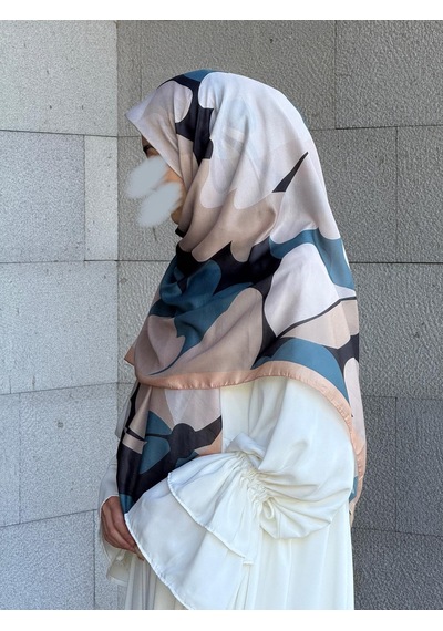 Qalortex Scarf Pamuklu Vera Desen Eşarp-petrol