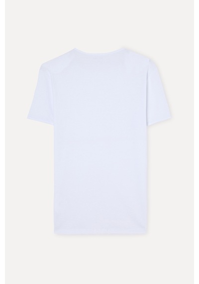 Mudo Erkek Erkek Beyaz Bisiklet Yaka T-shirt 1267101