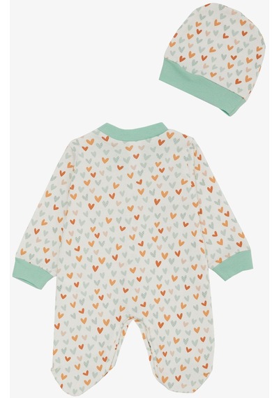 Breeze Kız Bebek Patikli Tulum Renkli Kalpler Desenli 0-6 Ay, Beyaz-beyaz Beyaz