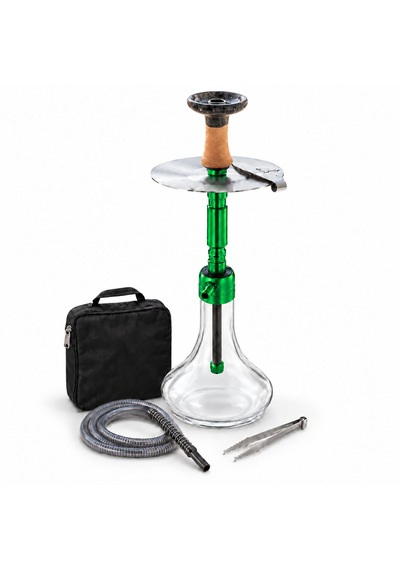 Duman Peşinde Shop Cam Nargile Takımı Çantalı Full Set Yeşil