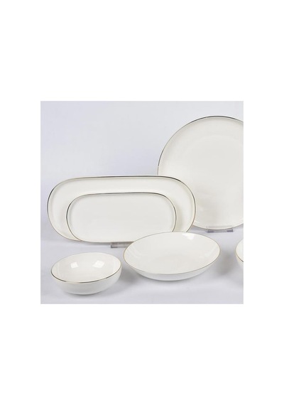 New Bone Porselen Yuvarlak 30 Parça Yemek Takımı Mtfk0118 Beyaz