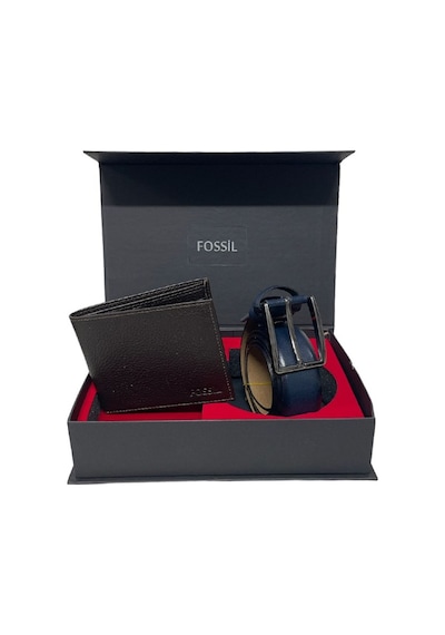 Fossil Kahve Cüzdan1826 & 3.5 CM Hakiki Deri Kemer Seti 115 CM Kahverengi