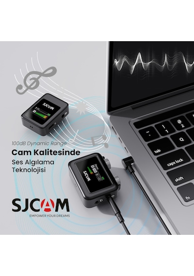 Sjcam M1 WiFi Tek Vericili Gürültü Engelleme 100 Metre Menzil LCD Ekran Minimal Tasarım Kablosuz Yaka Mikrofonu Siyah
