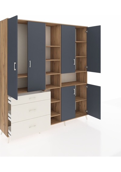 Hyperion Dolap 13 Raflı 3 Çekmeceli 6 Kapaklı 220x44x243 Çam-antrasit/aytaşı Çok Renkli Hyperion Dolap 13 Raflı 3 Çekmeceli 6 Kapaklı 220x44x243 Çam-antrasit/aytaşı Çok Renkli