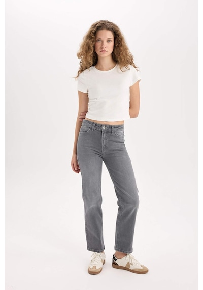 DeFacto Comfort Straight Yüksek Bel Bilek Boy Jean Yıkamalı Pantolon E3413AXNSNM36
