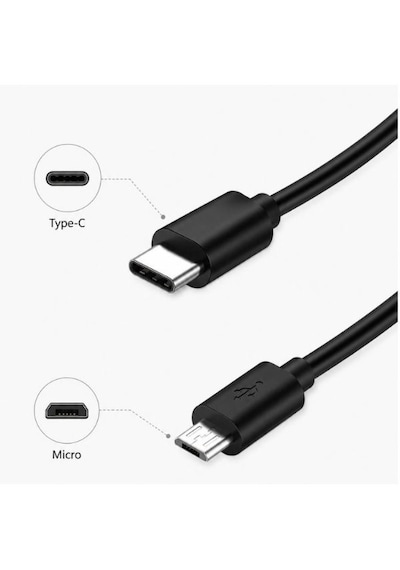 Type C To Mikro Micro Usb Şarj Ve Data Ara Kablosu 1 Metre