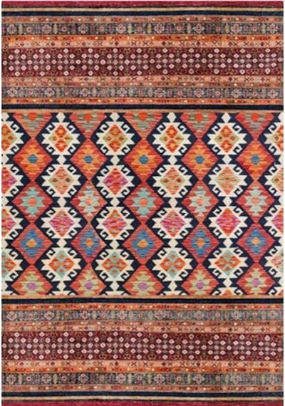 Çam Halı Gloria Td792 Multi Etnik Desen Dokuma Saçaklı Kilim