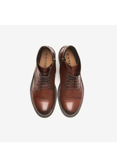 Legno Bot Erkek 9824 Exton Soft Lace-up Boot With Side Zip Kahverengi