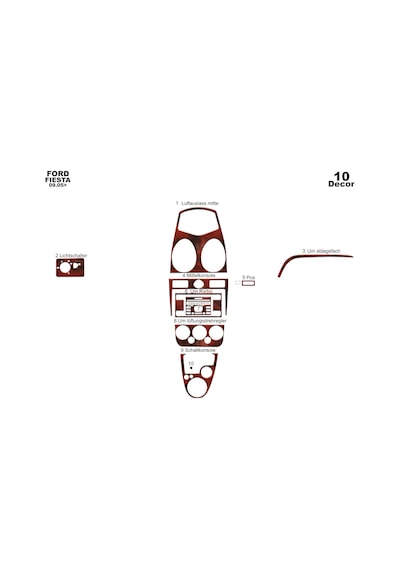 Ford Fiesta Torpido Kaplama 2005-2010 10 Parça Maun