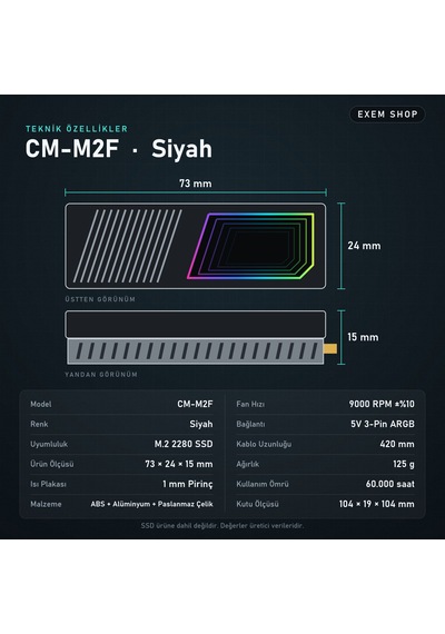 Fanlı Argb Ssd Soğutucu Siyah Renk Siyah - Argb