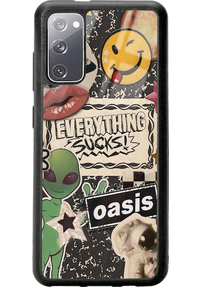 Samsung Uyumlu S20 Retro Sticker Tasarımlı Glossy Telefon Kılıfı Siyah