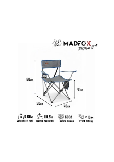 Madfox Trekmate Strap Katlanır Outdoor Koltuk Mavi