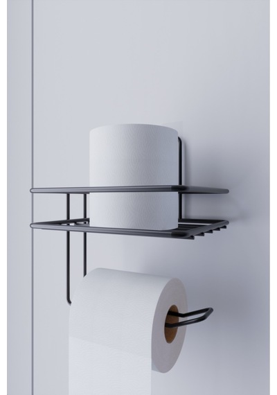 Süper Yapışkanlı Tuvalet Kağıtlığı Tutacağı Askısı Mat Metal Tuvalet Kağıtlık Banyo Aksesuar Siyah