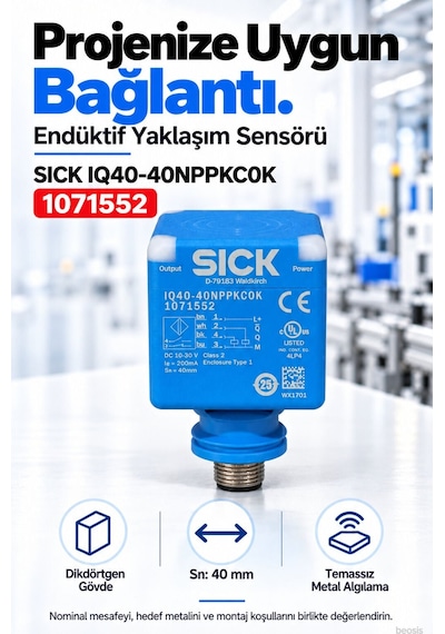 Sıck Iq40-40nppkc0k Dikdörtgen Endüktif Yaklaşım Sensörü 1071552