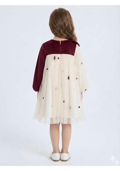 Xo Kids Bordo Kollu Fiyonk Detaylı Çiçek İşlemeli Tüllü Kız Çocuk Elbise 4-10 Yaş 4419 Ekru Xo Kids Bordo Kollu Fiyonk Detaylı Çiçek İşlemeli Tüllü Kız Çocuk Elbise 4-10 Yaş 4419 Ekru