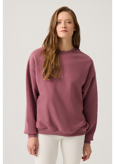 Los Ojos Bordo Geniş Kalıp Bisiklet Yaka Sweatshirt Crew Neck Bordo Bordo