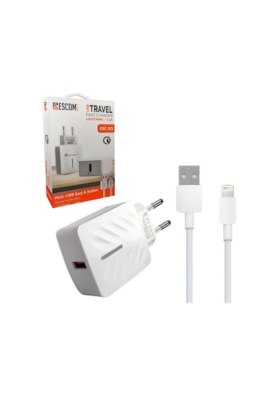 Escom Gold Esc-512 Şarj Adaptör Apple Uyumlu iPhone iOS 2.4a