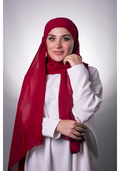 Hürrem Bone Bordo Pratik Hazır Geçmeli Bone Şal Şifon Çapraz 2001_16