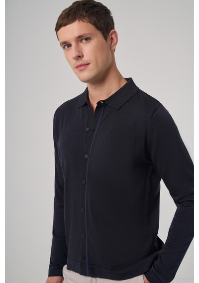 Morven Erkek Lacivert Trend Polo Yaka Gömlek Triko 26kc017005200 Lacivert Lacivert