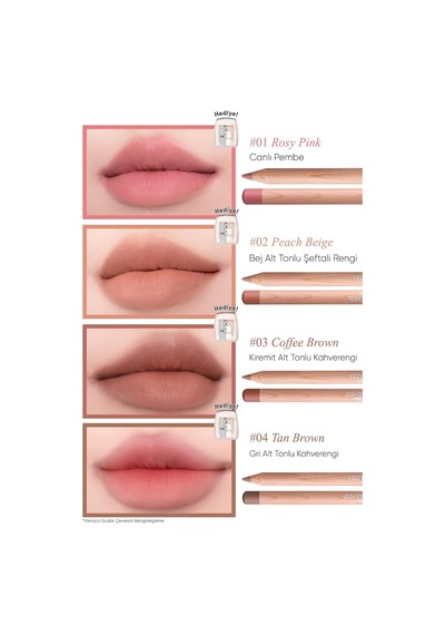 Kremsi Formüle Sahip Dudak Kalemi Ve Kalemtıraş Seti Velvet Lip Pencil Set 12 Blush Pink