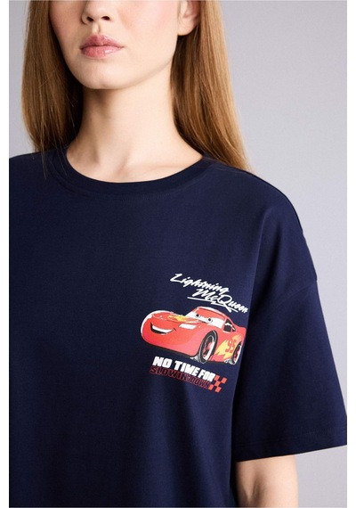 Defacto Baskılı Lacivert Kadın T-shirt H0552ax/nv251