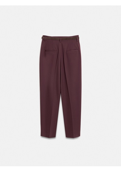 Dilvin 72242 Kemerli Yüksek Bel Pantolon-bordo Bordo