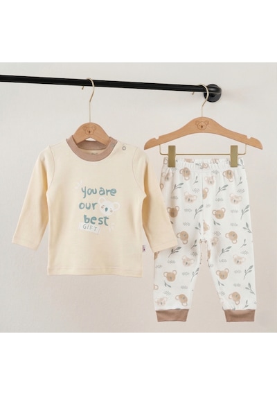 Motherlove %100 Organik Bebek Pijama Takımı 3 - 36 Ay Bej