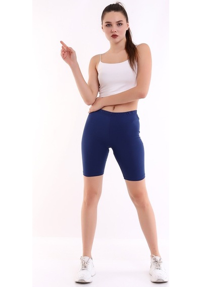 Self Clothing Kadın Lacivert Penye Kumaş Yüksek Bel Kısa Tayt Slf1295